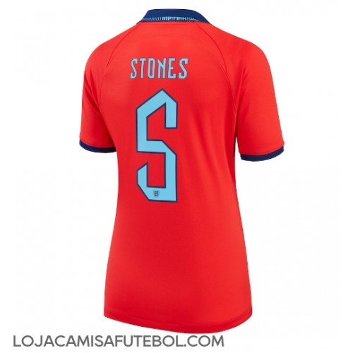 Camisa de Futebol Inglaterra John Stones #5 Equipamento Secundário Mulheres Mundo 2022 Manga Curta